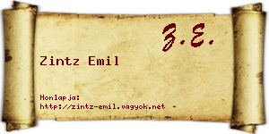 Zintz Emil névjegykártya